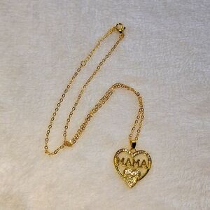 Mama Heart CZ 18-inch long necklace